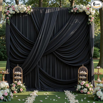 30ft×12ft Black Backdrop Curtain by PartyVillage