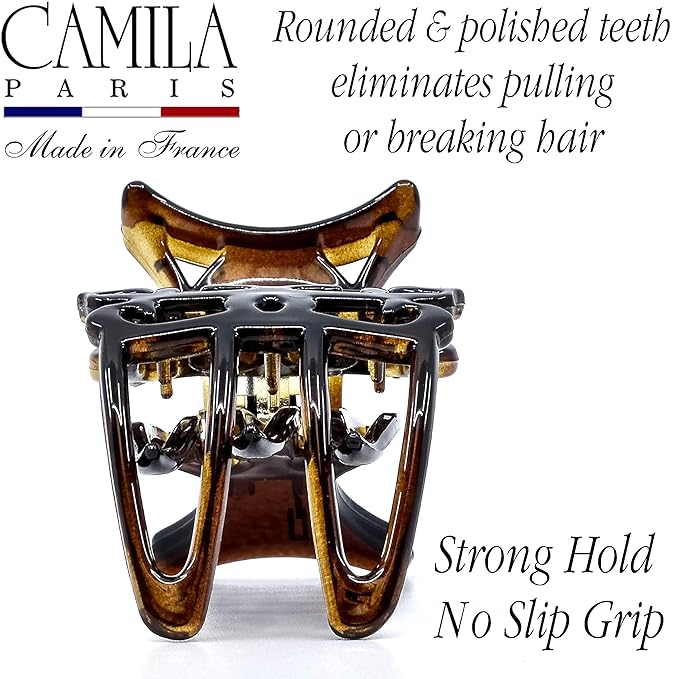 Camila Paris NV73 French Hair Clip for Women, Hair Side Clips, 3 inch Girls Hair Claw Clips Jaw Fashion Durable Styling Hair Accessories for Women, Strong Hold No Slip Grip, Made in France. Tortoise