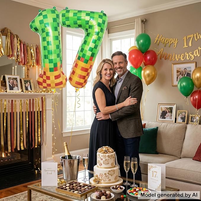 40 Inch Pixel Foil Number 17 Balloon - Image 7