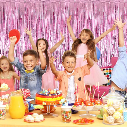 10 Pack Pink Foil Curtain Backdrop 3.2ft x 9.8ft Metallic Tinsel Foil Fringe - Image 6