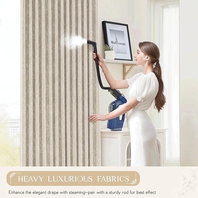 Beauoop Beige Floral Jacquard Blackout Curtains - Image 7