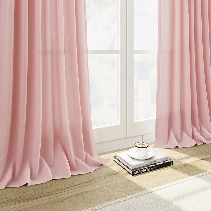 Extra Long Pink Linen Curtains 120 Inch - Image 6