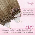YoungSee Microlink Hair Extensions Human Hair Ombre Nicro Bead Hair Extensions Real Human Hair Brown with Blonde Balayage Micro Ring Human Hair Extensios 14In 50s 50g Pre Bonded Hair for Short Hair