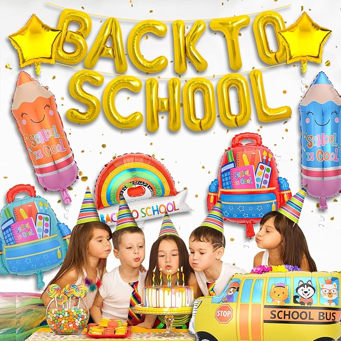 20 Pcs Back to School Balloons, School Bus Balloon, Colorful Schoolbag Pencil - Image 3