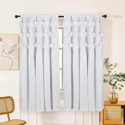 White Thermal Insulated Blackout Drapes 42"W x 63"L | Handmade Ruffles & by Homechoice+Decor
