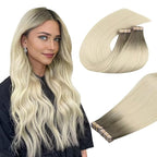 DOORES Tape in Balayage Light Ash Brown to Ash Blonde 20 Inch 40pcs 100g Human Hair Extensions Real Human Hair Straight Skin Weft