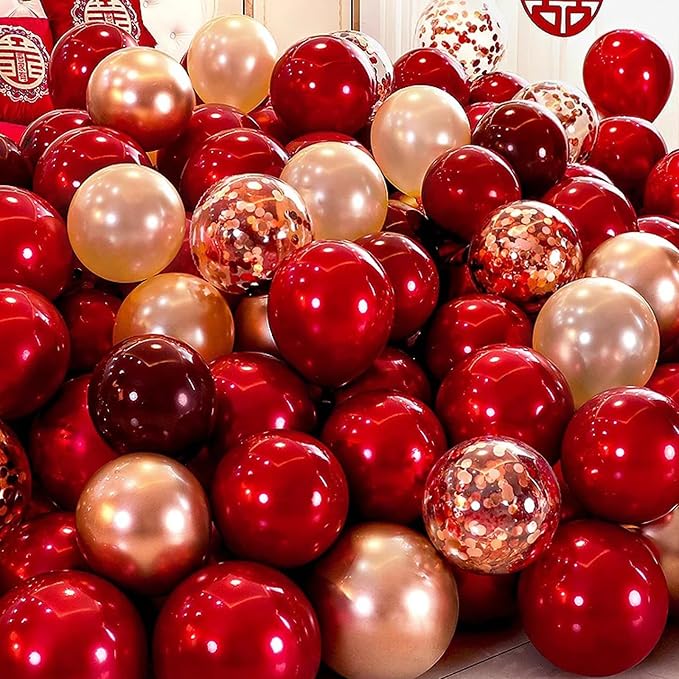 Voircoloria 105pcs Ruby Red Party Latex Balloons, 12inch | - Image 4