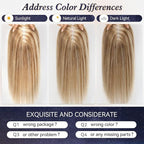 starluck Hair Toppers for Women Real Human Hair No Bangs, 100% Remy HumanHair Toppers for Women Hand-woven with Thinning,Cover Gray Roots,Adds Volume, Mixed Blonde And Brown