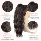 Claw Clip Ponytail Extension 18 Inch Curly Wavy Ponytail Extension Jaw Clip on Pony Tails Hairpiece for Women Fluffy Natural Synthetic for Daily Use (Dark Chocolate Brown)