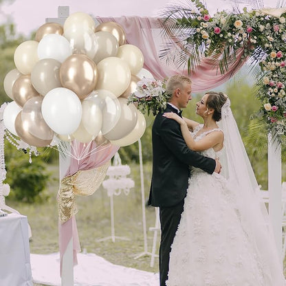 Beige White Gold Balloons - Image 9