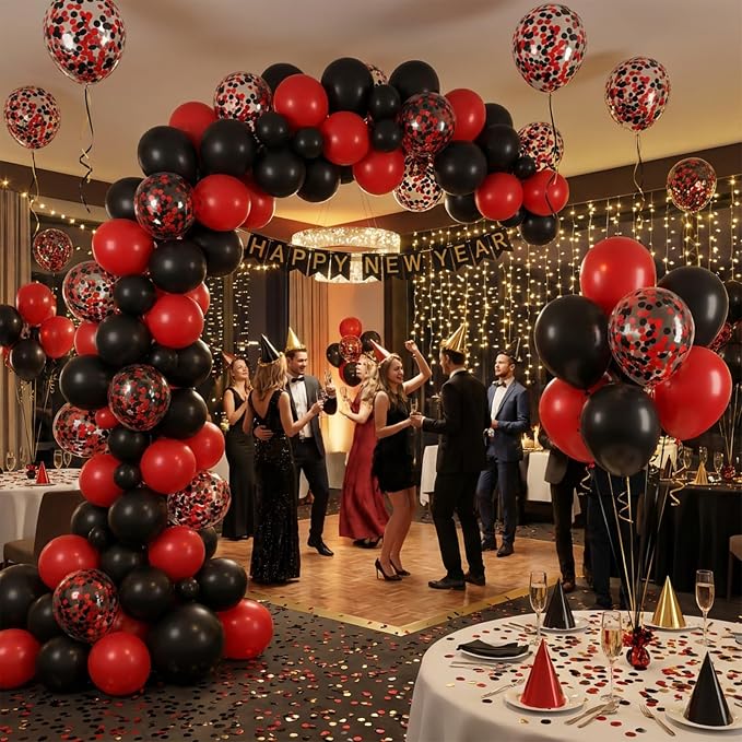 KBZVNAF Red and Black Latex Balloons 60 Pack 12 inch | Black Red Confetti Party - Image 4