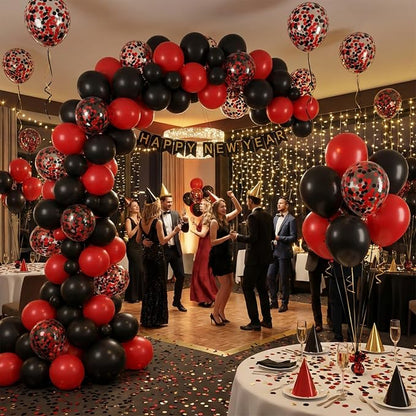 KBZVNAF Red and Black Latex Balloons 60 Pack 12 inch | Black Red Confetti Party - Image 4