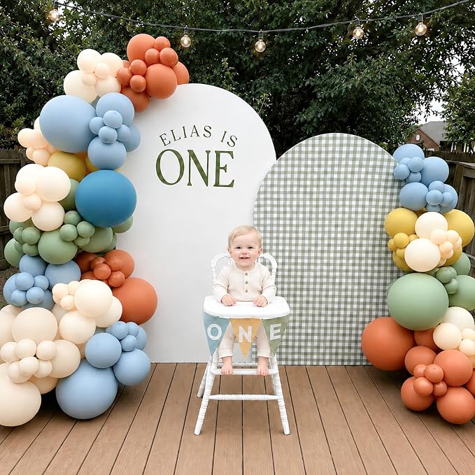Boho Rainbow Balloons, 12 Inch Retro Colorful Balloons Dusty Blue Sage Green - Image 3