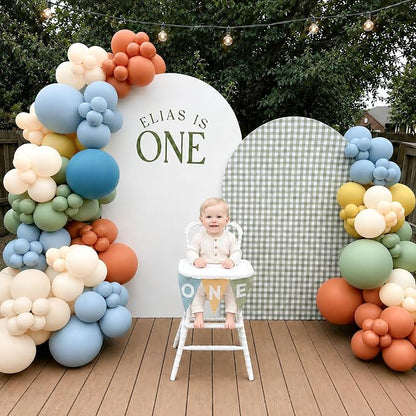 Boho Rainbow Balloons, 12 Inch Retro Colorful Balloons Dusty Blue Sage Green - Image 3