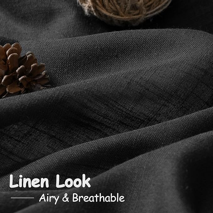 Black Linen Curtains 120 inch Extra Long - Image 3