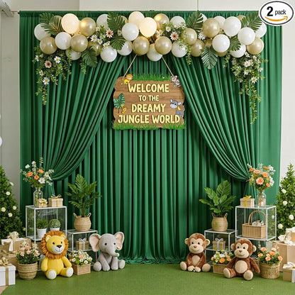 10ftx10ft Wrinkle Free Green Backdrop Curtains by ENJOYYOURPARTY