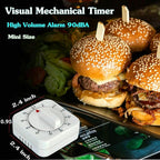 Square 60 Minute Mechanical Kitchen Timer, Easy to Use Visual Cooking Timer with Strong Magnet and Loud Alarm, Manual Countdown Timer for Classroom, Home, Study and Cooking (2 Pack)