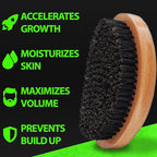 GROW Beard Brush & 360 Wave Brush for Men - Natural Boar Bristle For Fuller, Thicker Hair, Beard & Mustache - Premium Full-Size to Exfoliate, Strengthen Hair, Stimulate & Boost Growth
