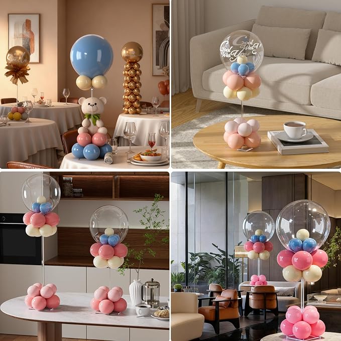 6 Pack Clear Acrylic Balloon Stand 15.75 inch Party Centerpiece Kit - Image 6