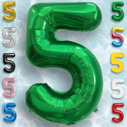 Green Number Balloon 5 Mylar Foil Balloons 32 inch - Image 4