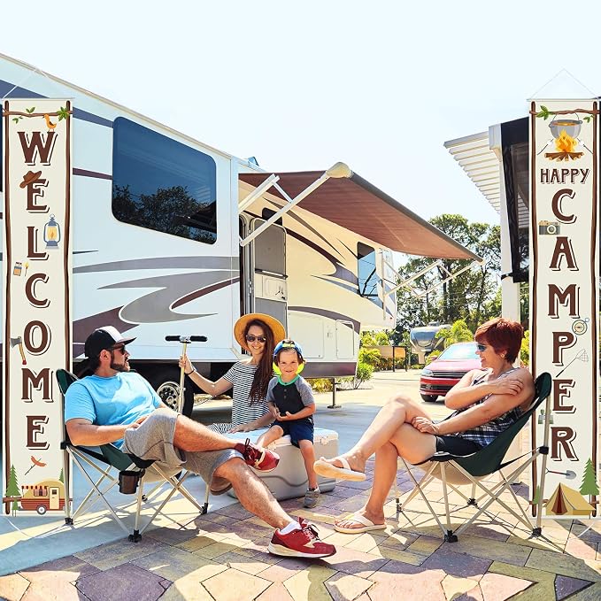 Blulu Camping Themed Party Decorations, Camping Party Banner Welcome Porch Sign - Image 6