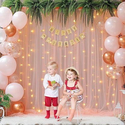 30x8ft Peach Tulle Backdrop Curtain - Image 2
