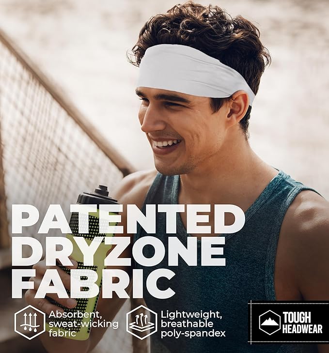 Tough Headwear Tough Outfitters Headband for Men - Mens Headbands - Working Out Sports Performance Head Bands - Athletic Cycling Running Sweat Band, Football Headbands - Sweat Bands Men/Women