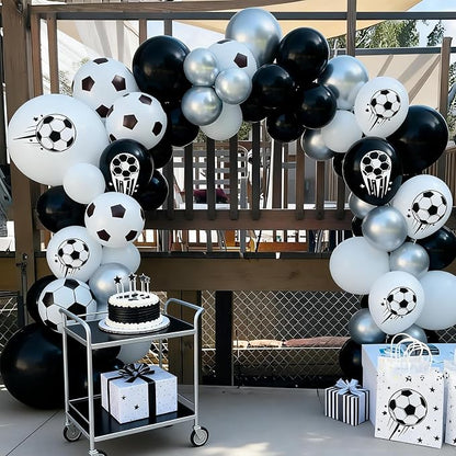 FunHot Soccer Balloons, 12 Inch Black White Silver Football Printed Helium - Image 5