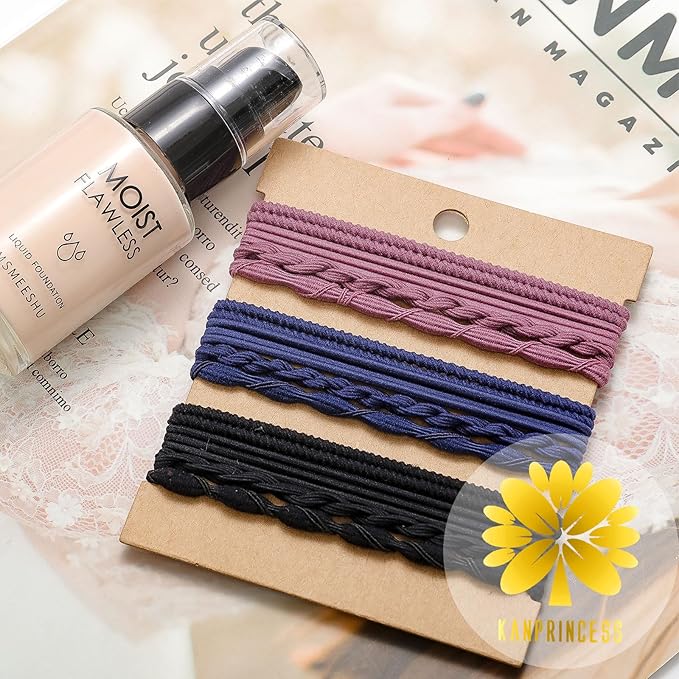 Hair Ties For Girls and Women, Boho Hair Ties Set of 12, Elastic Hair Bands, Hair Tie Bracelet, Ponytail Holders for Daily Life, Sport, Cooking, Working