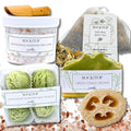 | 6 Lemongrass Rosemary Self Care Gifts for Women, Aromatherapy Epsom Salt Bath Soak, Lavender Soap, Bath Bombs, Bath Salts with Plant Based Loofa Dry Brushing Body Brush Gift