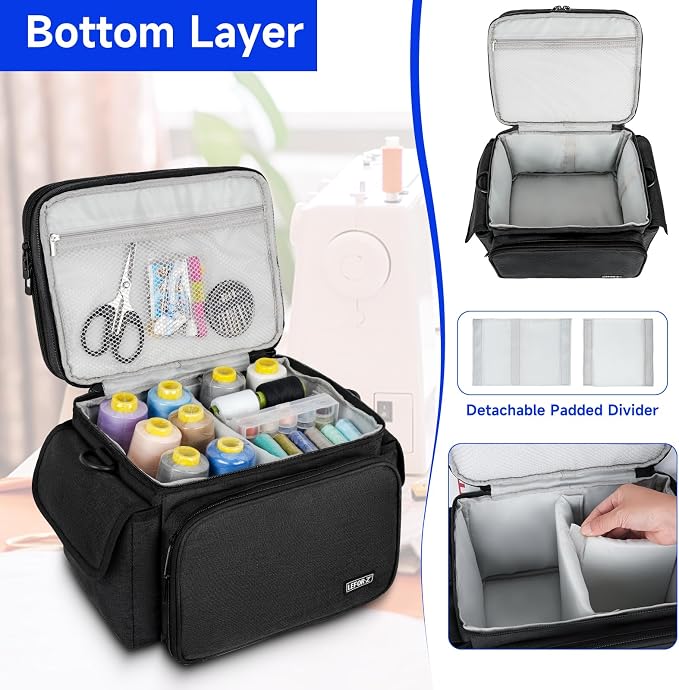 LEFOR·Z Small Sewing Supplies Organizer Bag, Sewing Box | Double-Layer Sewing - Image 4