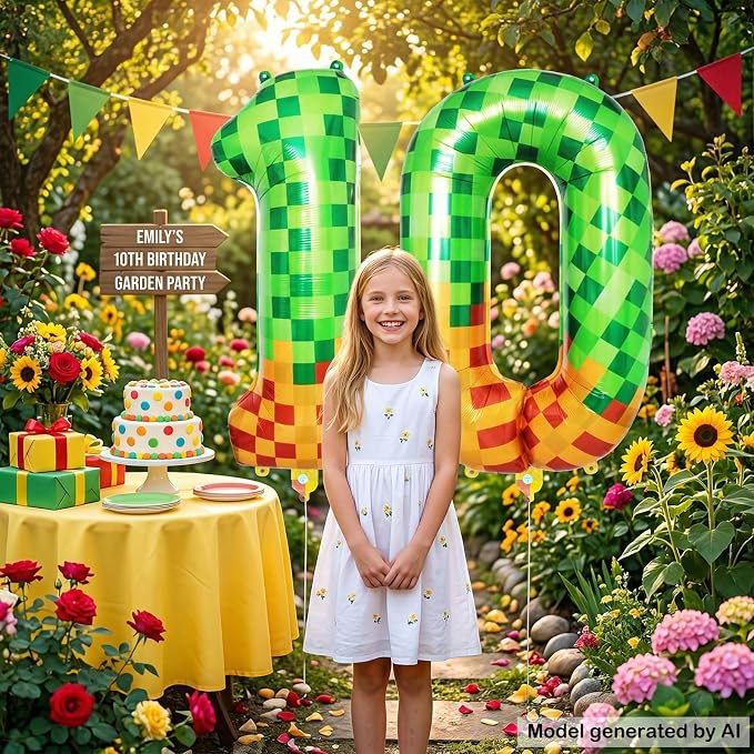 40 Inch Pixel Foil Number 10 Balloon - Image 7