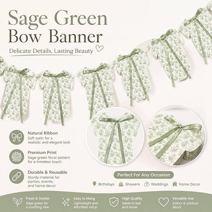 Weysat 2 Pcs Baby Clothes Banner Baby Boys Girls Shower Decorations Sage Green - Image 3
