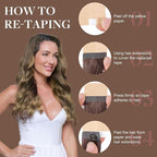 GOO GOO Tape in Hair Extensions Human Hair, 4/18 Balayage Chocolate Brown Highlighted Dirty Blonde, 14inch 100g 40pcs, Skin Weft Seamless Invisible, Silky Straight with Thick Ends, Remy Human Hair