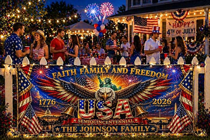 Personalized 250 Years of Freedom USA Banner 1776-2026, Patriotic American - Image 7