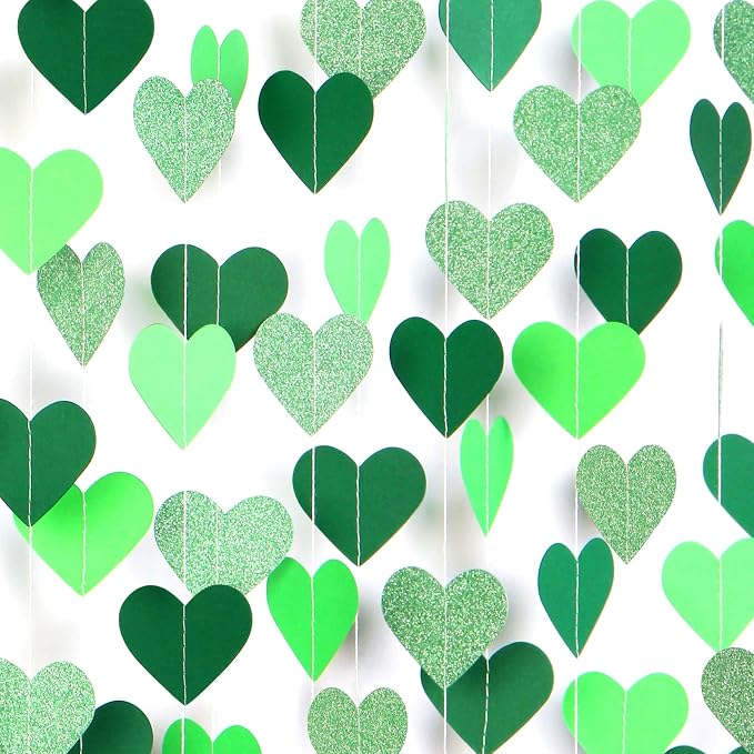 Green Party-Decorations Heart Paper-Garland Streamers-Banner - 52Ft St Patricks by OURUOLA
