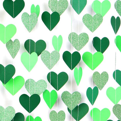 Green Party-Decorations Heart Paper-Garland Streamers-Banner - 52Ft St Patricks by OURUOLA