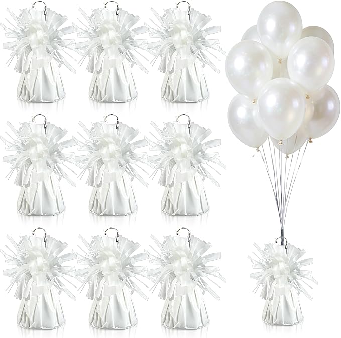 9 PCS Metallic Wrapped Balloons Weights White Helium Balloon Weight Balloon by SPFYunion
