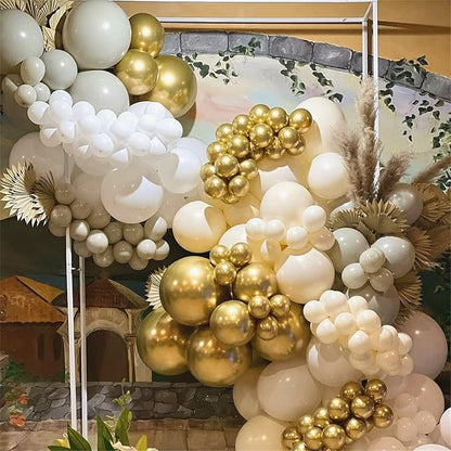 Beige White Gold Balloons, Neutral Cream Ivory Double Stuffed Nude Gold Balloons - Image 5