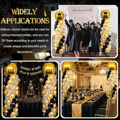 2 Sets Gold and Black Graduation Balloon Column Stand Kit - Image 6