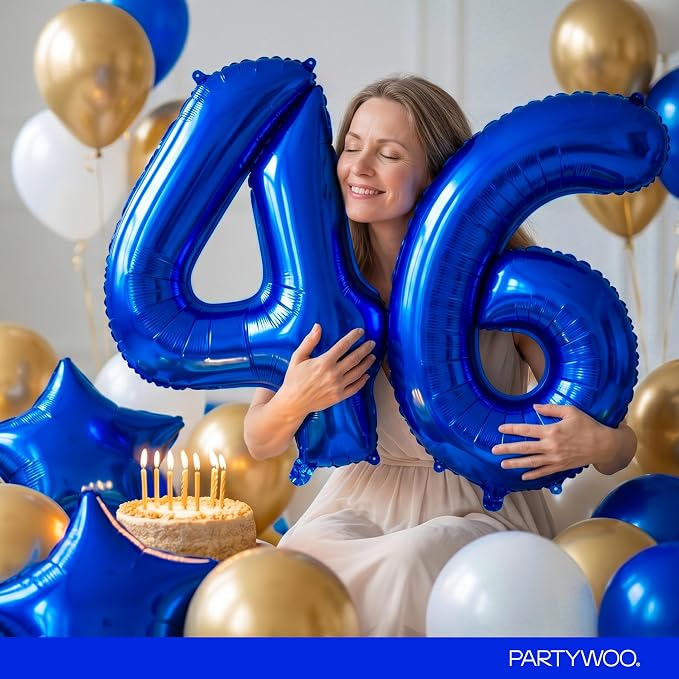 PartyWoo Number Balloons 40 Inch Blue Number 4 Kit - Image 8