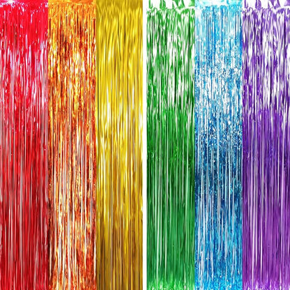 GOER 6.5 ft x 8.2 ft Metallic Tinsel Foil Fringe Curtains, Graduation - Image 2