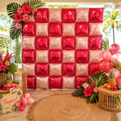 HILAVO Hot Pink Square Foil Balloon Wall - Image 2
