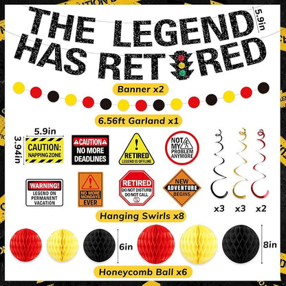 The Legend Has Retired Party Decorations, Funny Caution Warning Retirement - Image 2