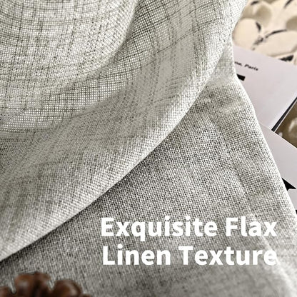 YoungsTex Dark Grey Linen Curtains 45 Inches Length, Textured Semi Sheer Drapes - Image 4