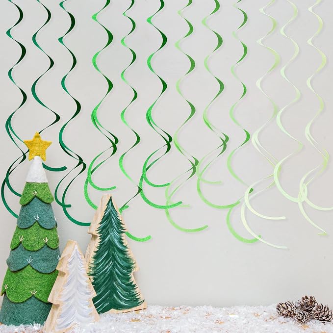 36Pcs Green Hanging Swirl Decorations Ombre Green Felt Swirl Streamer Spiral - Image 6