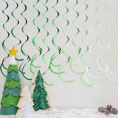 36Pcs Green Hanging Swirl Decorations Ombre Green Felt Swirl Streamer Spiral - Image 6