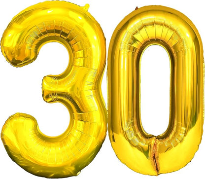 FIROMI 30 Number Balloons Gold Big Foil Mylar 30th Balloon Numbers 40-inch | by Firomi