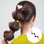 4PCS Star Heart Spiral Hair Ties with Beads, 2 Colors Star Heart Bead Phone Cord Ponytail Holders for Women, Elegant Rubber Hair Coils, Stylish Hair Accessories for Party, Daily Use