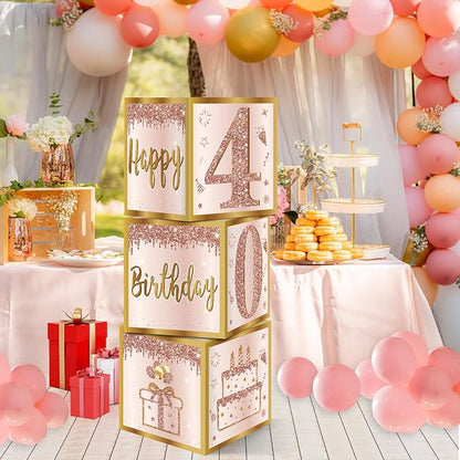 Guiruiy 3Pcs 40th Birthday Decorations Balloon Gift Boxes - Image 4